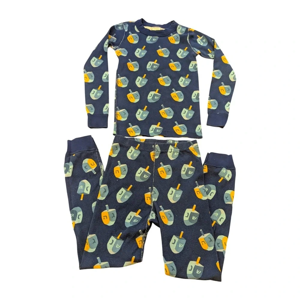 Hanna Andersson Blue Dreidel Hanukkah Holiday Pajamas Kids‎ 130 US 8
